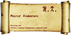 Mazur Kemenes névjegykártya